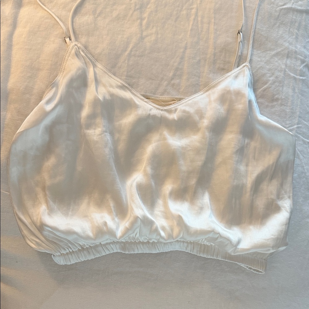 Chic White Satin Camisole Top